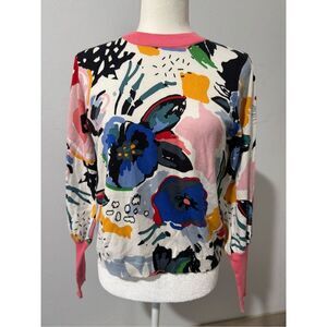 Wispr by Brodie Floral art to wear Silk cotton blend top XS